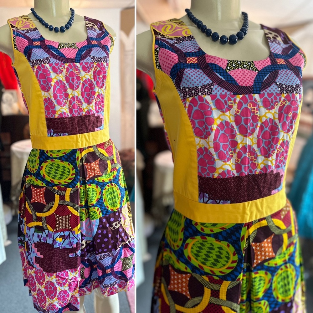 African Wax Block Print Dress - Picture 8 of 8